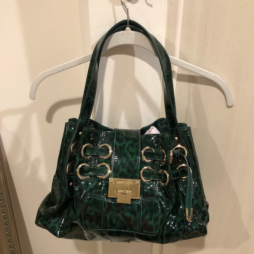 Jimmy Choo Patent Leather Emerald Green Hobo Bag
